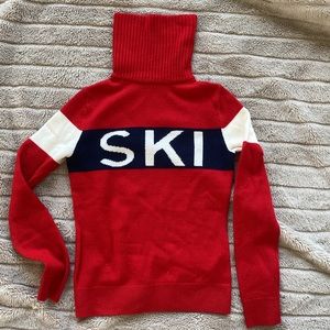 Perfect Moment Red Navy White 'SKI' Turtleneck Sweater